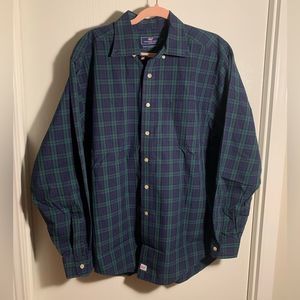 Vineyard Vines GUC green/blue plaid classic fit Murray button down Size Large